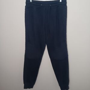 Vintage 90s Y2K Jetlag Adult Large Sweatpants Jogger Black Ribbed Sides Knees